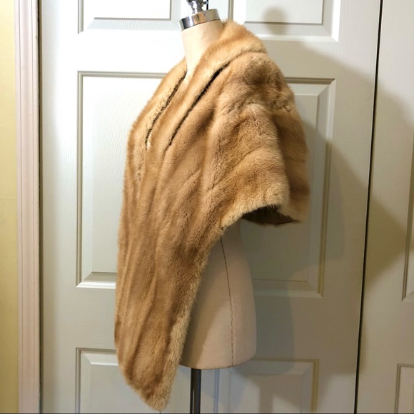 Vintage Joseph Palanker & Sons Adjustable Length Mink Stole Beige - Picture 4 of 16